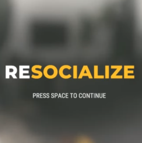 First view when opening ReSocialize. The words 
